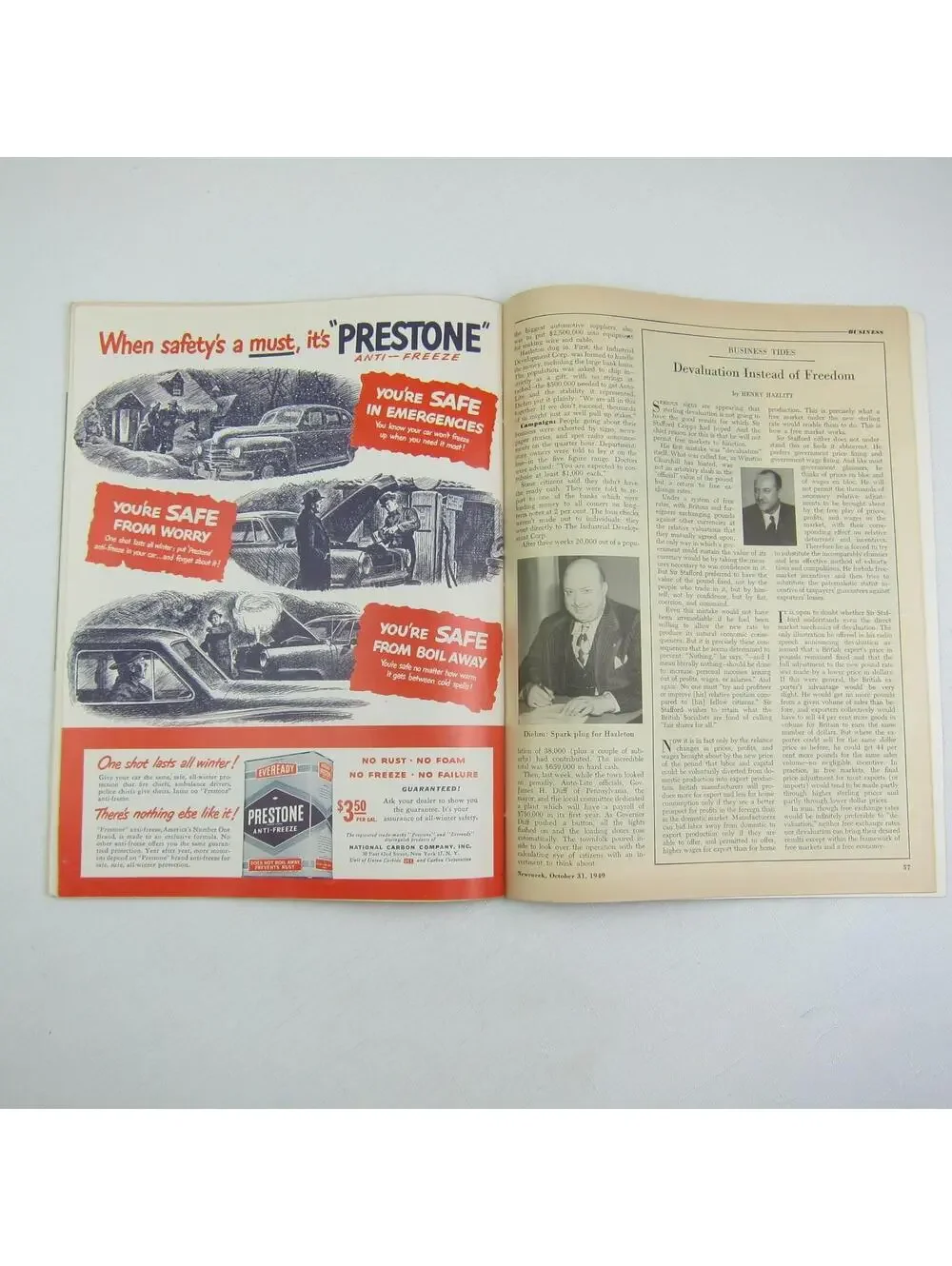 Vintage Prime Minister Clement Attlee UK Cover 1949 Newsweek Magazine October 31